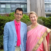 Kathy Miller with Gautam Bhimani, TV presenter from Delhi